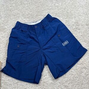 AFTCO American Fishing Tackle Co Blue Nylon Cargo Shorts Mens Size 30 Waist